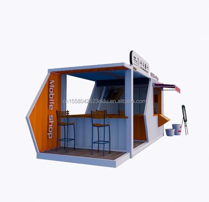 Quadro de aço de 20 ou 40 pés Extensible Mobile Coffee Bar Pop Up Container de Envio Loja com dobragem de aço galvanizado