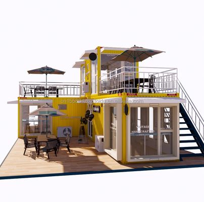 Casas de contentores com estrutura de aço dobrável para bares e cafés