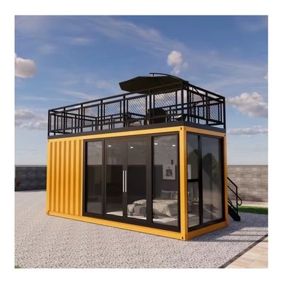 Casa de contêiner preto de 20 pés com banheiro, com um quarto, cozinha de hotel, fabricada por casas pré-fabricadas