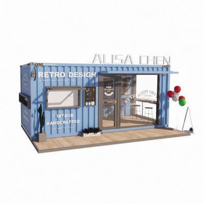 Tubos de aço galvanizados Quadrados Casas de contêineres 20ft Quiosque portátil Modificado Prefab Modular Café Loja de transporte Bar de contêineres
