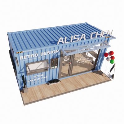 Tubos de aço galvanizados Quadrados Casas de contêineres 20ft Quiosque portátil Modificado Prefab Modular Café Loja de transporte Bar de contêineres