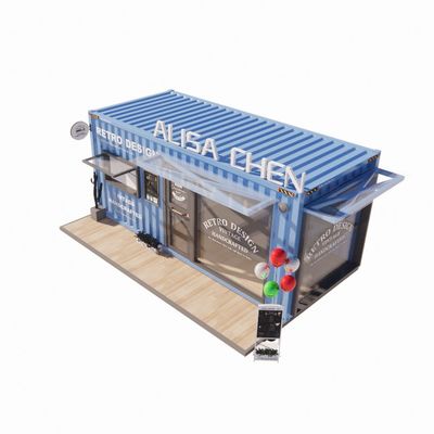 Tubos de aço galvanizados Quadrados Casas de contêineres 20ft Quiosque portátil Modificado Prefab Modular Café Loja de transporte Bar de contêineres