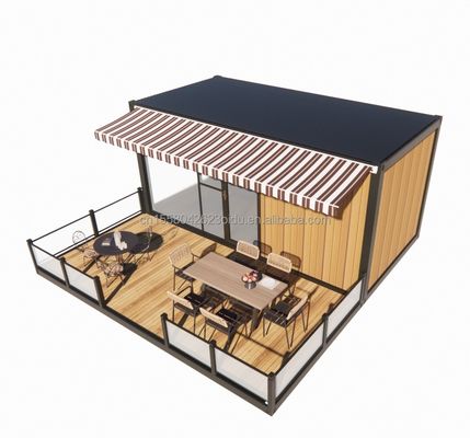 Loja de 20 pés Restaurante e Bar Móvel 10 pés 20 pés Container de Madeira de Envio Cozinha de Aço Galvanizado Curvatura de Aço 180g