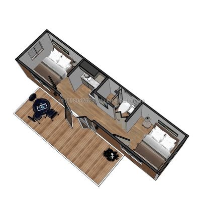 Casa de madeira pré-fabricada em estilo familiar com 2 quartos 1 casa de banho 1 cozinha diretamente