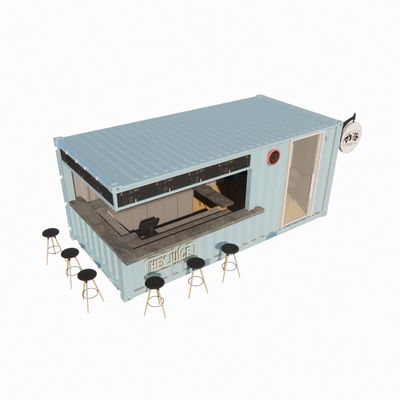 20ft Container Lojas pré-fabricadas Armazéns Casas com estilo de design moderno e 50/75/100mm Wave Sandwich Panel Parede