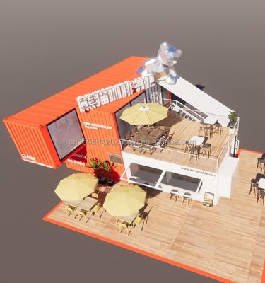 Loja de contêineres de luxo de 20 pés Largo piso de vidro Casa pequena Cabaina personalizada Vilas com 50/75/100mm Wave Sandwich Panel Paredes