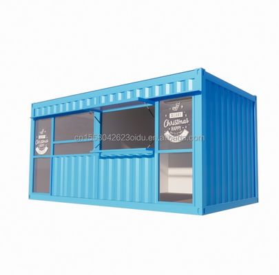 Casa de contêiner de 20 pés móvel pré-fabricada de café com tubos quadrados de aço galvanizado
