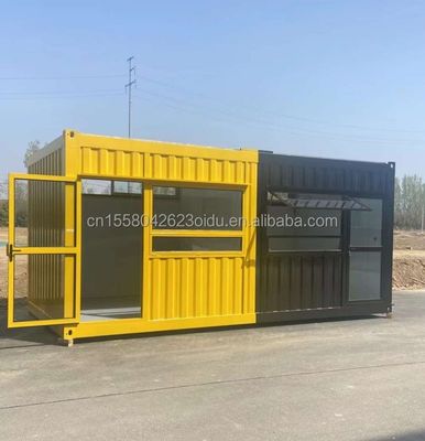 Casa de contêiner de 20 pés móvel pré-fabricada de café com tubos quadrados de aço galvanizado
