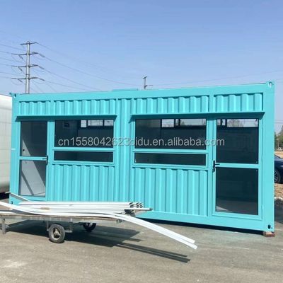Casa de contêiner de 20 pés móvel pré-fabricada de café com tubos quadrados de aço galvanizado