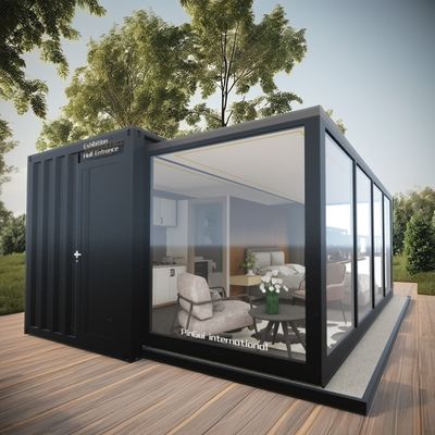 Portavel Contêiner de escritório moderno dobrável Habitação Cabine pré-fabricada Casa de contêineres de 20 pés com janelas de liga de alumínio