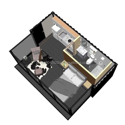 Portavel Contêiner de escritório moderno dobrável Habitação Cabine pré-fabricada Casa de contêineres de 20 pés com janelas de liga de alumínio