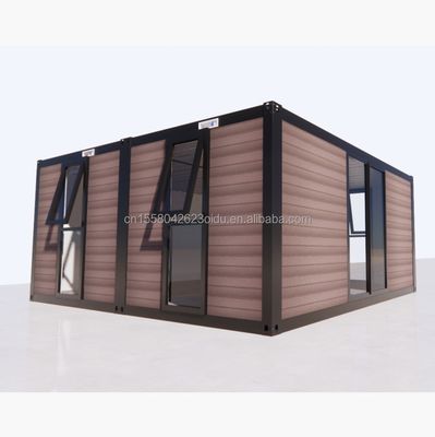 Container de embalagem plana Escritório pré-fabricado de metal e madeira para jardim com tubos quadrados de aço galvanizado