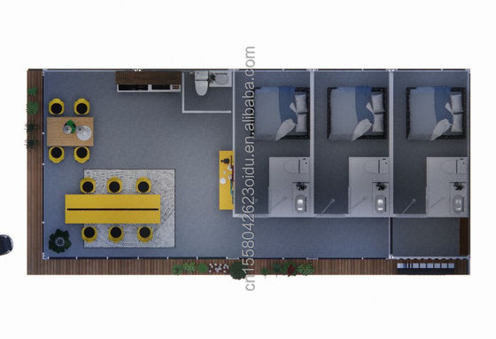 Solução de habitação familiar 20FT Combinação Container de embalagem plana com 2 quartos e 3 quartos estilo hotel