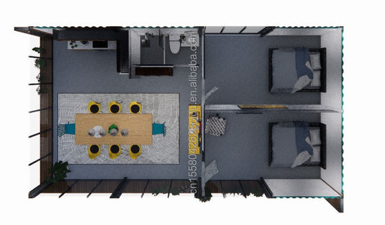 Solução de habitação familiar 20FT Combinação Container de embalagem plana com 2 quartos e 3 quartos estilo hotel