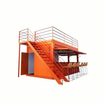 Embalagem plana personalizada de 20 pés Instalação rápida Container de madeira Casa pré-fabricada Bar de jardim com tubos quadrados de aço galvanizado