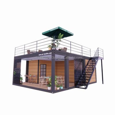 20 pés de madeira de luxo jardim estúdio apartamento pacote de montagem 2 dormitórios contêiner casa móvel com alumínio liga de janelas