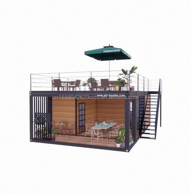 20 pés de madeira de luxo jardim estúdio apartamento pacote de montagem 2 dormitórios contêiner casa móvel com alumínio liga de janelas