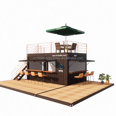 10ft 20ft Dois andares Pop-up Container Bar projetado com estilo de design moderno e alumínio liga de janelas