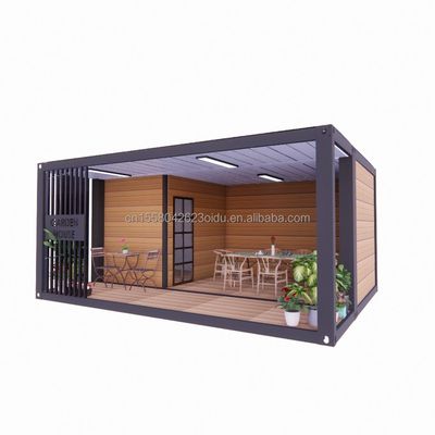 Casa de madeira de 20 pés de cor personalizada com estúdio de jardim luxuoso Container de pacote plano e materiais de bar móvel usados