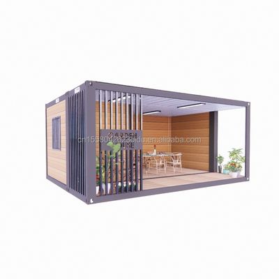 Casa de madeira de 20 pés de cor personalizada com estúdio de jardim luxuoso Container de pacote plano e materiais de bar móvel usados