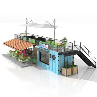 50/75/100mm Wave Sandwich Panel Parede 20ft 40ft Container dobrável Café Restaurante Container de transporte Bar Café com cozinha