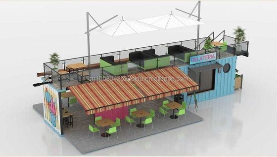 50/75/100mm Wave Sandwich Panel Parede 20ft 40ft Container dobrável Café Restaurante Container de transporte Bar Café com cozinha