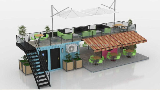 50/75/100mm Wave Sandwich Panel Parede 20ft 40ft Container dobrável Café Restaurante Container de transporte Bar Café com cozinha