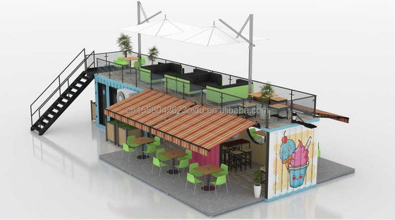 50/75/100mm Wave Sandwich Panel Parede 20ft 40ft Container dobrável Café Restaurante Container de transporte Bar Café com cozinha