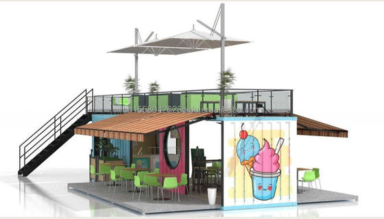 50/75/100mm Wave Sandwich Panel Parede 20ft 40ft Container dobrável Café Restaurante Container de transporte Bar Café com cozinha