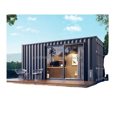 Casa de contêineres móveis de madeira para habitação exterior Casa pré-fabricada expansível em painel de sanduíche de aço para EU 20FT 40FT