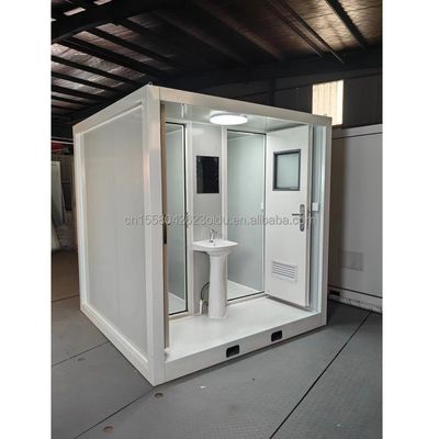 Container de embalagem plana para banheiro exterior portátil Estilo de contêiner de transporte modificado feito de aço e painel de sanduíche