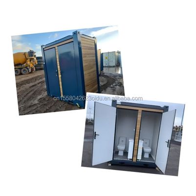 Container de embalagem plana para banheiro exterior portátil Estilo de contêiner de transporte modificado feito de aço e painel de sanduíche
