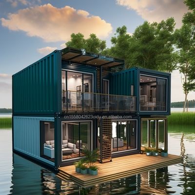 Painel de sanduíche de aço Casa de contêiner pré-fabricada de madeira com design moderno e recursos expansíveis