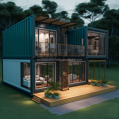 Painel de sanduíche de aço Casa de contêiner pré-fabricada de madeira com design moderno e recursos expansíveis