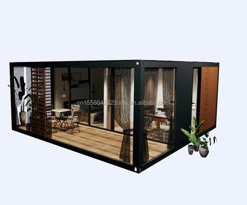 Casa de madeira pré-fabricada de 2 quartos de 20 pés de luxo de design moderno cozinha dobrável banheiro e terraço ao ar livre para viver