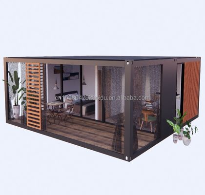 Casa de madeira pré-fabricada de 2 quartos de 20 pés de luxo de design moderno cozinha dobrável banheiro e terraço ao ar livre para viver