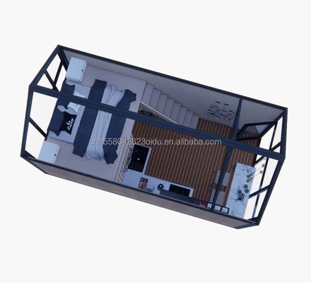 Casa móvel de madeira removível com 50/75/100 mm de paredes de painéis de sanduíche de onda e quarto de loft de design moderno incluído