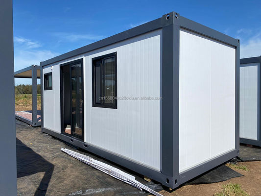 Container pré-fabricado luxuoso estilo residencial embalagem plana casa móvel com aparência de madeira estilo de design moderno