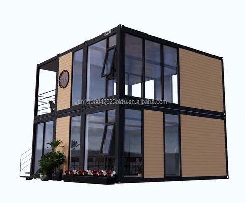 Aparência moderna de madeira embalagem plana casa móvel estrutura de aço galvanizado de aço flexão 180g para 10ft 20ft contêiner