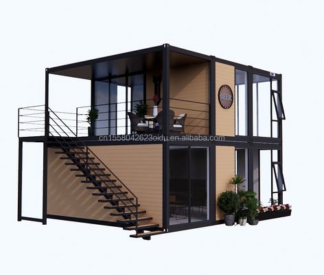 Aparência moderna de madeira embalagem plana casa móvel estrutura de aço galvanizado de aço flexão 180g para 10ft 20ft contêiner