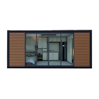 Parede 50/75/100mm Painel Sandwich de onda Luxo Casa de madeira moderna Estrutura de aço Embalagem plana Casa de contêineres para hotel