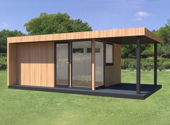 Casa de contêiner de transporte de luxo pré-fabricada com estrutura de aço e janelas